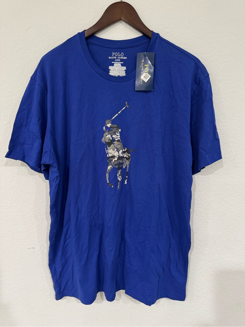 Polo Ralph Lauren Big Pony Royal Blue Gray Camo T-Shirt Mens Size Large NWT